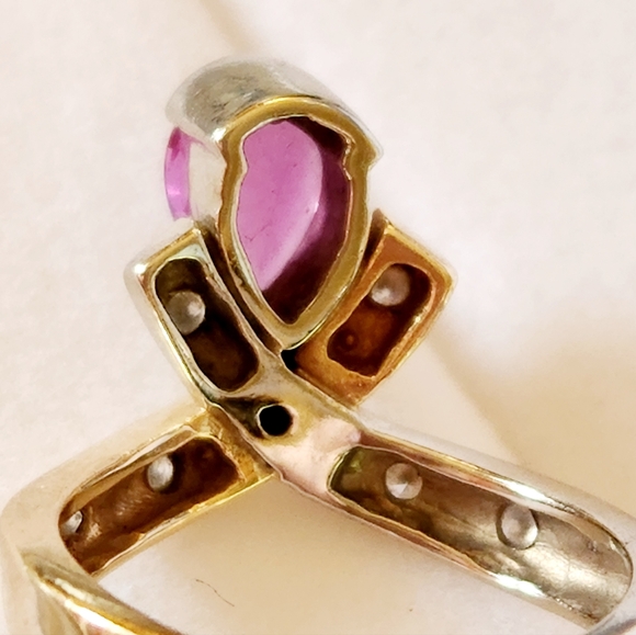 2 Carat Pink Ruby Ring, 2Tone 14K, 5gms, Real Diamonds SZ6 CUSTOM OCTOBER GIRLS! - Picture 9 of 9